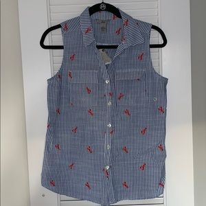 Sleeveless Button-Down Top